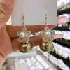 Brincos de flor de zircônia com pérola grande 2023 Nova Coreia do Sul Celebridade da Internet Elegante Luxo Leve Brincos de Alta Qualidade