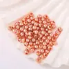 Miçangas espaçadoras que preservam a cor miçangas sólidas cobre folheado a ouro 18K com ouro real miçangas redondas de furo reto liso pulseira DIY pequenas miçangas douradas D40