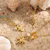 Pulsera Taina de Acero Inoxidable Europea y Americana Simple y de Alta Gama Estilo Playa Palmera Estrella de Mar Pulsera con Goteo de Aceite Lujo Accesible Nicho para Mujeres