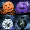 Linterna de papel de Halloween redonda con LED y caja de batería, linterna de papel con forma de calabaza, araña y murciélago, decoración para centro comercial y bar.