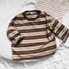 Nova Camiseta Base de Outono para Meninos, Camiseta de Manga Longa Infantil, Roupas Listradas de Gola Redonda Estilo Coreano para Meninas, Corte Solto Atacado