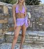 2025 Nuevo Traje de Baño Bikini con Falda de Malla Plisada Europeo y Americano Bikini Transfronterizo Aliexpress