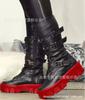 En Stock 2022 Comercio Exterior Otoño e Invierno Nuevas Botas para Mujer con Punta Redonda y Hebilla de Correa Talla Europea y Americana 43 Botas de Media Caña de Suela Gruesa para Mujer