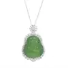 2024 nueva joyería estilo chino Buda calcedonia verde collar con colgante de temperamento de moda para mujer S925 plata en stock venta al por mayor