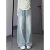 Calça Jeans Clara de Perna Larga para Mulheres, Novo Estilo de Verão, Cintura Alta, Caimento Solto, Tamanhos Grandes, Valoriza o Corpo em Formato de Pera, Calça Reta