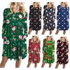 Comercio exterior Navidad Navidad europea y americana caricatura muñeco de nieve Papá Noel estampado vestido de bolsillo grande con vuelo XX0030
