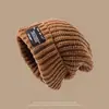 Gorro de Punto Cruzado para Hombre Otoño e Invierno Terciopelo Protección para Orejas Circunferencia de Cabeza Grande Gorro de Lana Casual Esquí Cortavientos Gorro de Montañismo