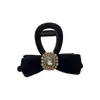Pinza para el Pelo de Terciopelo Negro de Alta Gama con Pedrería Coreana para Otoño e Invierno, Accesorio Versátil Exquisito para el Pelo de Mujer