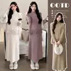 Conjunto de Ropa de Maternidad Nuevo Otoño 2026 Chaleco con Volantes de Moda Conjunto de Vestido Largo de Punto
