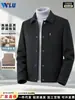 Abrigo de otoño e invierno para hombre con cuello de solapa, engrosado, adecuado para padres de mediana edad y mayores, chaqueta de lana reversible estilo business casual