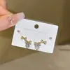 Pendientes de botón de plata de ley S925 con forma de lazo y circonita para mujer, joyería de oreja de lujo ligero, exquisitos, versátiles, pendientes de botón de lazo