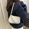 Bolsa de Hombro Cuadrada Pequeña Urbana Simple para Mujer Otoño 2026 con Cadena de Patrón de Diamantes y Perlas, Bolso Cruzado