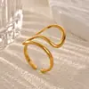 Estilo Popular Europeo y Americano Anillo Abierto de Línea Geométrica Hueca Simple Acero Inoxidable Chapado en Oro de 18K Joyería al por Mayor