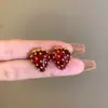 Aguja de Acero Aceite de Goteo de Diamante Pendientes de Cereza Chica Campesina Pendientes Lindos Dulce Fresco Estilo Chica Picante Pendientes Sentido del Diseño Nicho