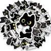 50 Lindas Pegatinas de Dibujos Animados de Gatitos Negros, Divertidas Pegatinas de Graffiti de Escenas Diarias, Pegatinas Decorativas para Tazas de Agua, Cuadernos y Diarios