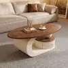 Mesa de centro color nogal de lujo ligero estilo chino sala de estar hogar mesa de té ovalada combinación moderna simple mesa de café pequeña nueva