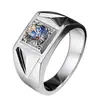 Anillo Brillante Shield para Hombre de Diamante de 2 Quilates Diamante de Simulación Chapado en Platino Diamante Mosan Color Fuego Anillo Dominante