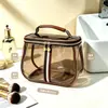 Bolsa de cosméticos de PVC transparente, impermeable, gran capacidad, bolsa de tocador de viaje portátil, disponible en varios tamaños, con un diseño transparente
