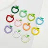 Llavero con Hebilla de Resorte Colorida en Forma de Manzana Juguete de Dibujos Animados Cadena para Teléfono Móvil Lindo Versátil Hecho a Mano DIY Accesorios de Joyería