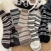 Calcetines Cálidos a Rayas para Otoño e Invierno Calcetines de Media Caña para Otoño e Invierno Gruesos con Forro Polar Corea del Sur Japoneses Deportivos Medias de Invierno