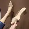 Zapatos de Tacón Alto Gruesos Estilo Dropshipping para Mujer, Nuevas Sandalias Transparentes de Verano para Exterior, Modernos y Versátiles, Zapatos de Punta para Mujer