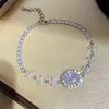Pulsera Flor de Circonita Ovalada Dopamina Jardín de Monet Lujo Ligero Sensación de Alta Gama Joyería de Mano de Lujo para Banquetes