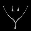 Pendientes y Collar de Diamantes con Forma de Gota de Agua de Venta Caliente Transfronteriza para Novia, Cadena para Clavícula de Lujo Ligero de Nicho, Set de Joyería Exquisito y Elegante