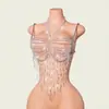 Chal de ropa para mujer transfronterizo europeo y americano YYF, sujetador moderno con cuentas de joya, top halter con detalles de cuentas