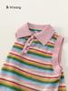 Ropa infantil Yu Bao verano niñas suéter delgado chaleco de solapa a juego de colores para niñas chaleco sin mangas a juego de colores coreano