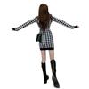 Saia de tricô infantil outono slim temperamento vintage Platycodon vestido xadrez houndstooth francês outono e inverno atacado
