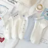 Calcetines cortos para mujer con patrón de corazón de encaje azul y blanco 2026 Artículo popular nuevo Primavera/Verano tejido inverso tejido de ochos estilo lindo calcetines de algodón de corte bajo