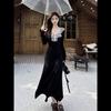 Vestido Negro de Cuello en V Estilo Francés para Mujer, Nuevo Modelo de Principios de Otoño, Vestido Largo Ajustado