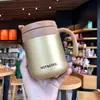 Taza térmica de acero inoxidable 304 creativa para hombres y mujeres, taza de té con asa, taza para beber de oficina, taza de café