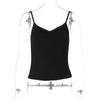 Ropa de Mujer Transfronteriza Europea y Americana 2025 Verano Nueva Moda Cuello en V Básico Color Puro Slim Tirantes Chaleco Sin Espalda