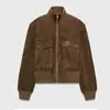 Moda feminina europeia e americana transfronteiriça, popular no AliExpress: Jaqueta bomber com gola alta canelada estilo francês