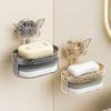 Jabonera con ventosa de mariposa, para cocina y baño, sin perforaciones, con esponja escurridora para montaje en pared.