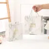 Bolsas de Regalo Personalizadas para el Día del Maestro, Bolsas de Tote Cuadradas Simples de Cartón Blanco Engrosado con Mármol Gris, Bolsas de Papel al por Mayor