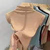 Tailandia Sudeste Asiático Camiseta Blanca de Cuello Medio para Mujer Diseño de Verano Nicho Aspecto Adelgazante Top Base