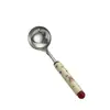Colher de sopa de aço inoxidável 201, cabo de PP, cabo longo, isolado termicamente, anti-queimadura, superfície da colher curva profunda para servir sopa e pegar macarrão