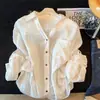 Camisa de protección solar de manga larga para mujer, estilo de lujo ligero Nanyou de Shenzhen, antiarrugas, camisa de verano holgada y relajada para aire acondicionado, chaqueta fina
