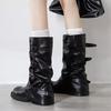 Botas de Tacón Grueso de Estilo Retro de Nicho, Botas Caídas Estilo Vaquero Occidental, Botas de Monta, Botas Martin de Principios de Otoño, Botas para Mujer de Estilo Francés