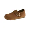Sapatos Casuais Femininos que Aumentam a Altura 2026 Primavera Novo Retro Britânico Fivela de Cinto Mocassins com Corte Profundo Tendência Slip-On