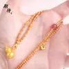 Esperando con ansias el Nuevo Collar de Calabaza Estilo Chino de Alta Retención de Color Estilo Nacional Retro Collar de Cuentas de Madera de Calabaza Oro Arena Antigua Cepillada para Mujer
