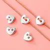 Botón de plata pura S925 en forma de corazón nariz de cerdo DIY pulsera trenzada hecha a mano con cuentas cierre cierre de extremo de collar accesorios