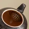 Leão Dourado e Prateado Preto Zhiyong Brincando com Bola Bule da Sorte Auspiciosa Filtro Cerâmico Bule de Chá Doméstico Conjunto de Chá Kung Fu Pote Único Presente