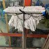 Hilo de algodón varilla de acero inoxidable mopa cabeza cuadrada paño de limpieza mopa plana mopa absorbente de agua mopa de escurrir a mano trapo ancho para suelo mopa para cera