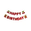 Bandera de Feliz Cumpleaños con Temática de Cereza y Pancarta de Letras Rojas para Decoración de Fiesta Infantil Picnic Decoración de Foto Estilo Ins
