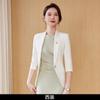 Blazer Blanco para Mujer, Traje de Otoño Ajustado con Mangas Tres Cuartos, Conjunto de Dos Piezas de Vestir Profesional para Negocios y Viajes al Trabajo