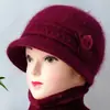 Conjunto de Gorro y Bufanda de Lana Otoño e Invierno para Adultos Mayores Elegante y Versátil Forro Polar Cálido Terciopelo de Ardilla Gorro de Punto para Mujer