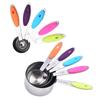 Conjunto de 10 peças de utensílios para assar, copo medidor de aço inoxidável com isolamento de silicone, colher medidora, 5 peças de bolo, matéria-prima, colher medidora, colher medidora
